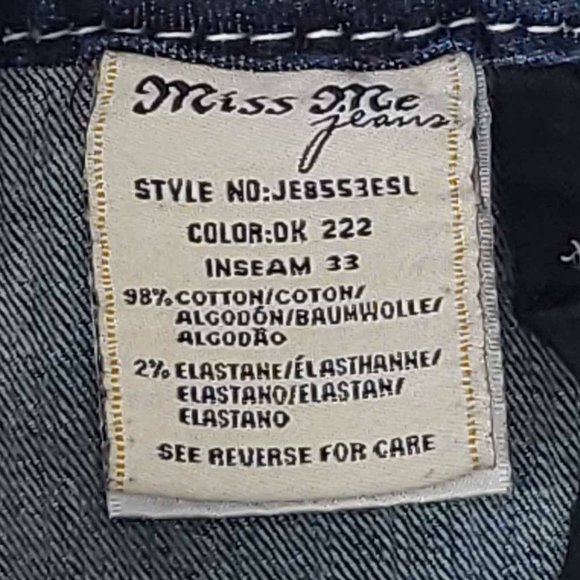 Miss Me Womens Easy Skinny Jeans Blue Cuffed Embroidered Dark Wash Mid-Rise 25 - Picture 11 of 15